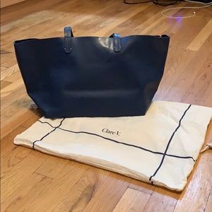 Clare V Blue Leather Tote